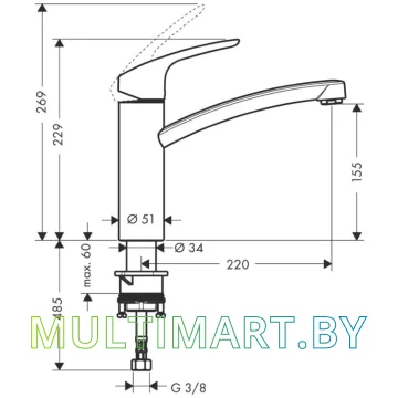 Смеситель Hansgrohe Focus 31806800 картинка 3